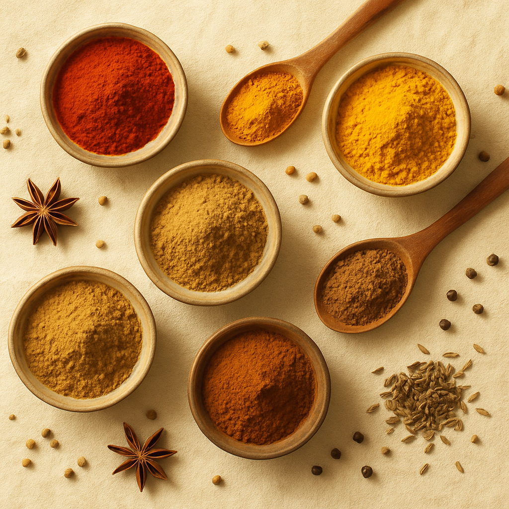 Premium Indian spices arranged for export